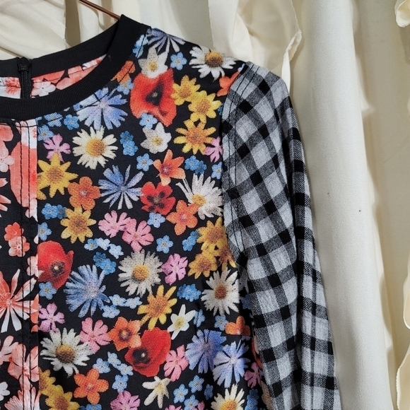 McQ Alexander McQueen Floral Plaid Hybrid Top Shirt 40 or US 4 Wool Viscose - Picture 5 of 11